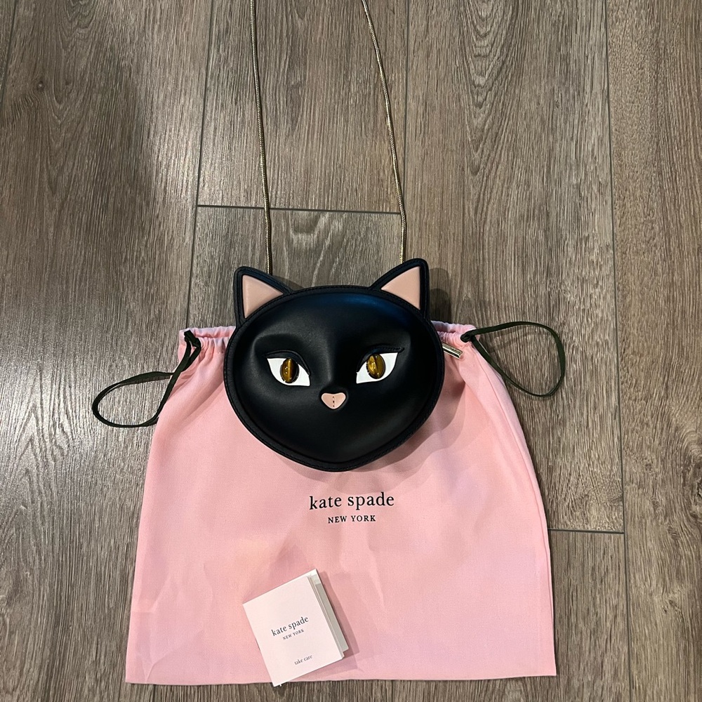 Kate Spade Cats Meow Leather Cat Crossbody Bag, Black